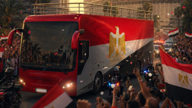 أتوبيس مكشوف ينقل لاعبي مصر