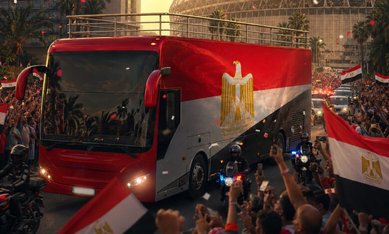 أتوبيس مكشوف ينقل لاعبي مصر